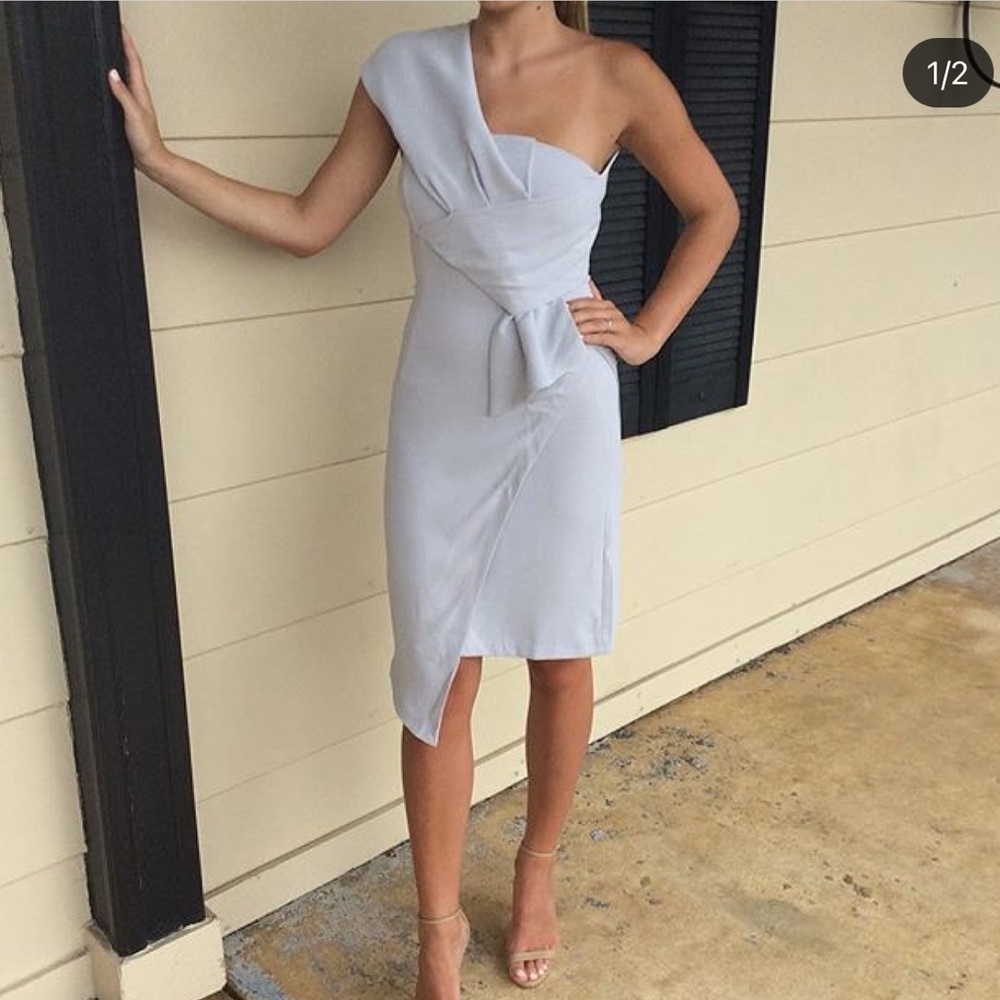 Elliatt One Shoulder Dress in Light Gray